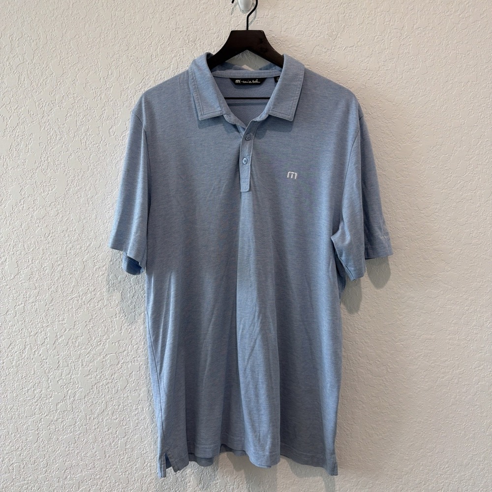 Travis Mathew Short Sleeve Golf Polo The Guitar Hotel Light Blue Men's Size Xxl
